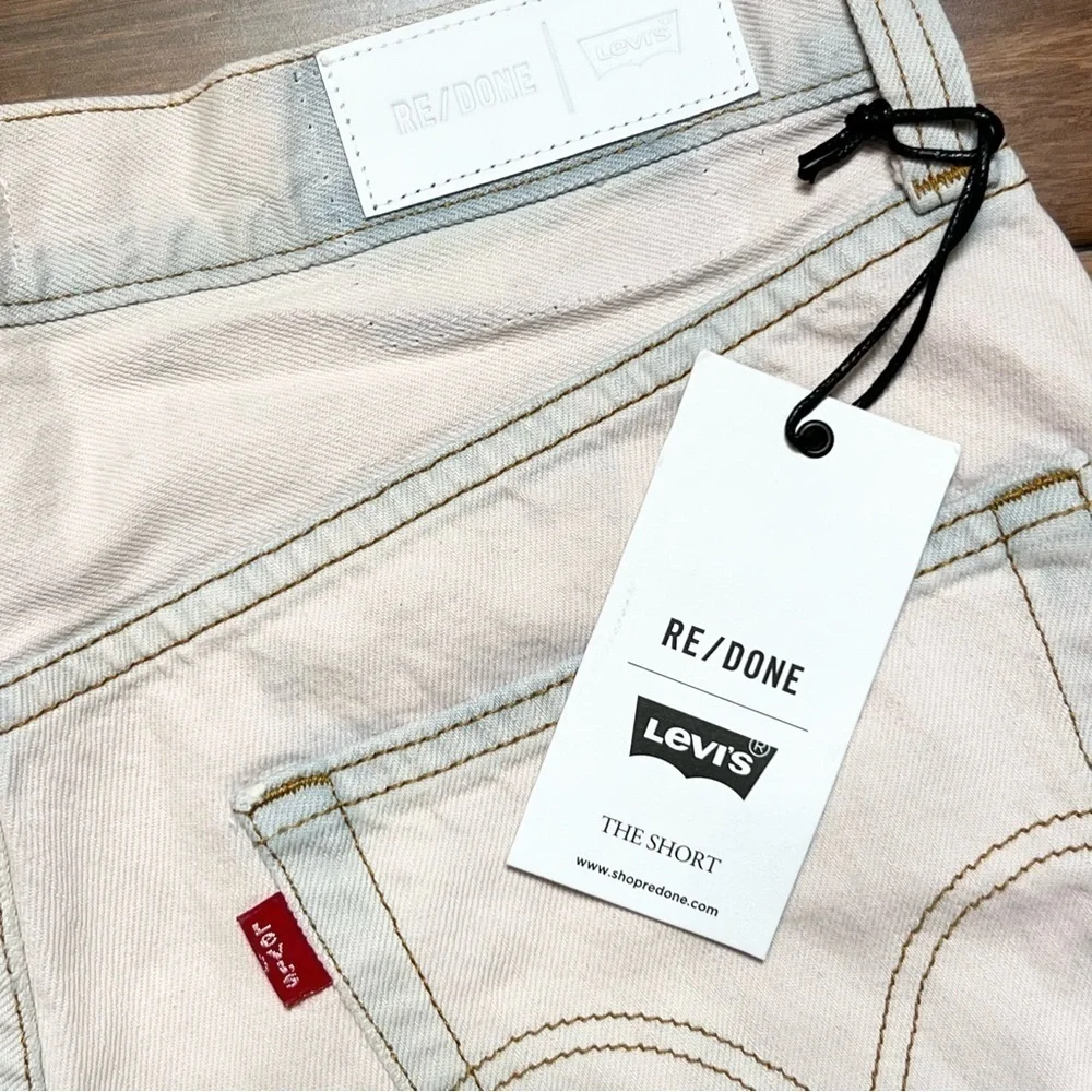 NWT RE/DONE X‎ LEVI’S High Waist Pastel Pink Upcycled Denim Cutoff Jean Short 28